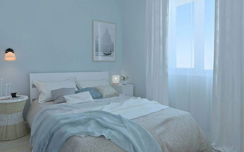 Mẫu phòng ngủ màu xanh dương mát mẻ