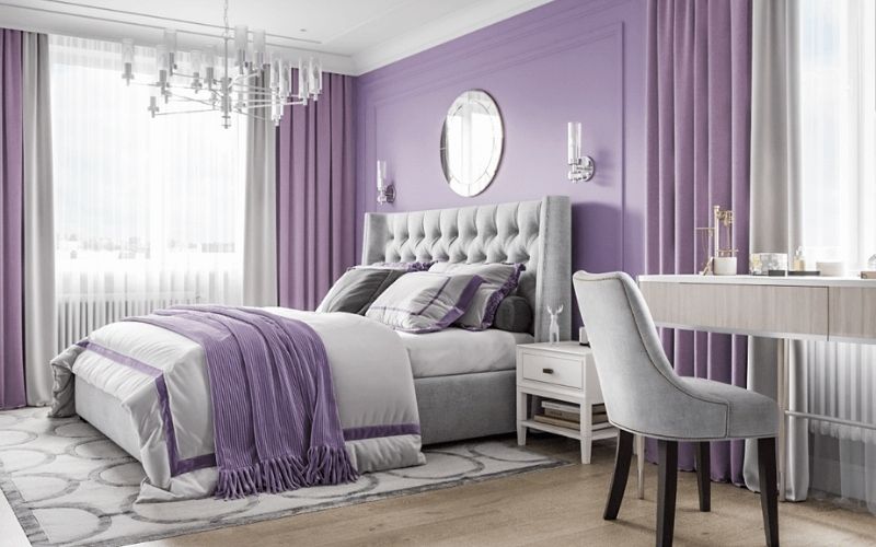 Ý tưởng sơn phòng ngủ màu tím trang nhã
