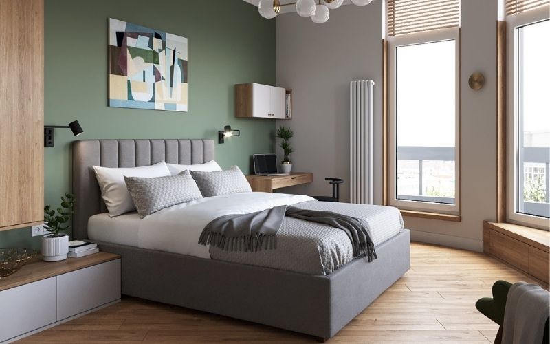 Màu xanh rêu mới lạ cho không gian phòng ngủ