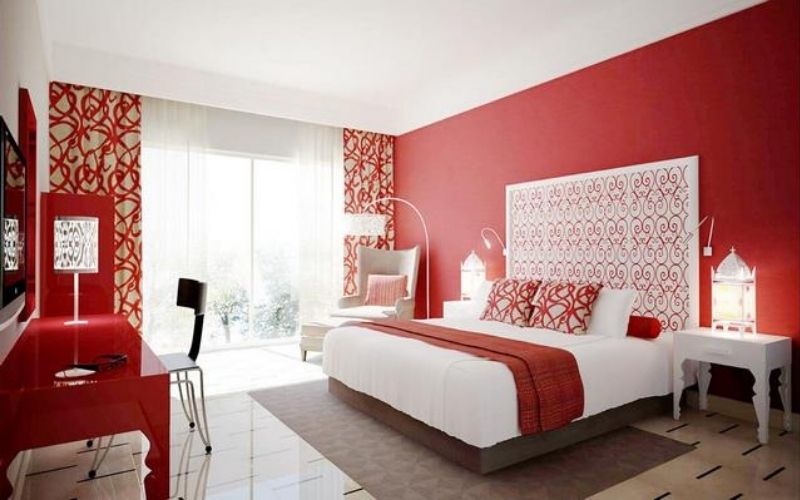 Sắc đỏ cho phòng ngủ thêm rực rỡ