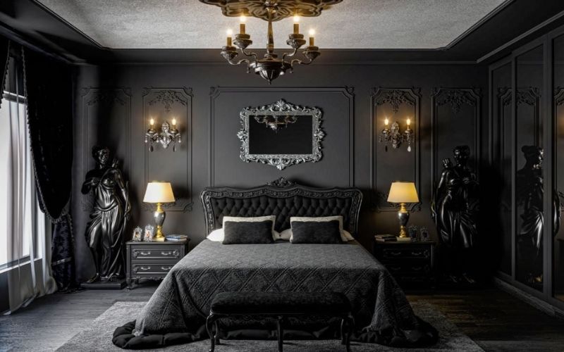 Sơn phòng ngủ màu đen huyền bí
