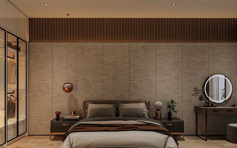 Phòng ngủ màu nâu đất hiện đại