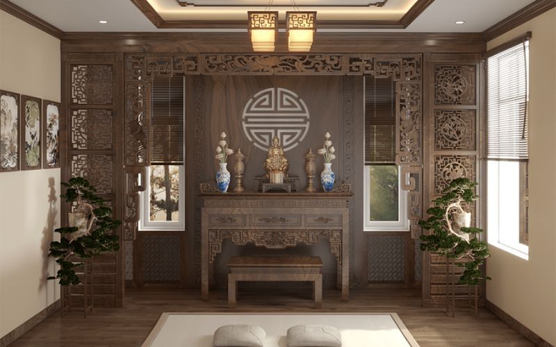 Phòng thời màu nâu đất trang nghiêm