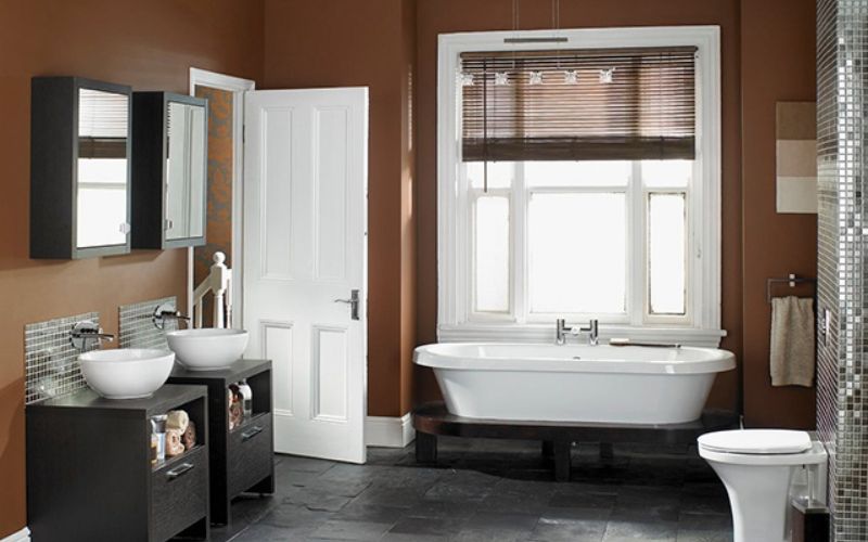 Màu nâu đất cho phòng tắm thêm sạch sẽ và thẩm mỹ