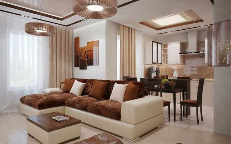 Màu nâu và trắng kết hợp hài hòa trong không gian