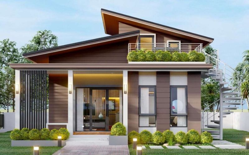 Ý tưởng sơn màu nâu đất cho mặt tiền nhà