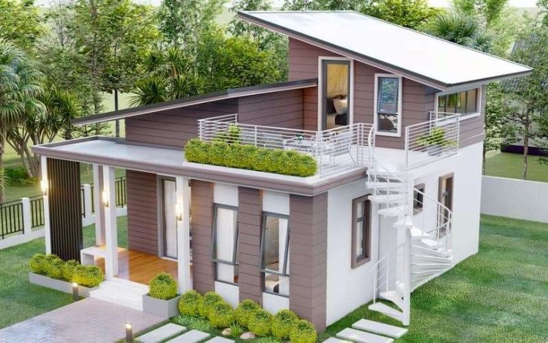 Màu nâu đất gần gũi với thiên nhiên cho ngoại thất