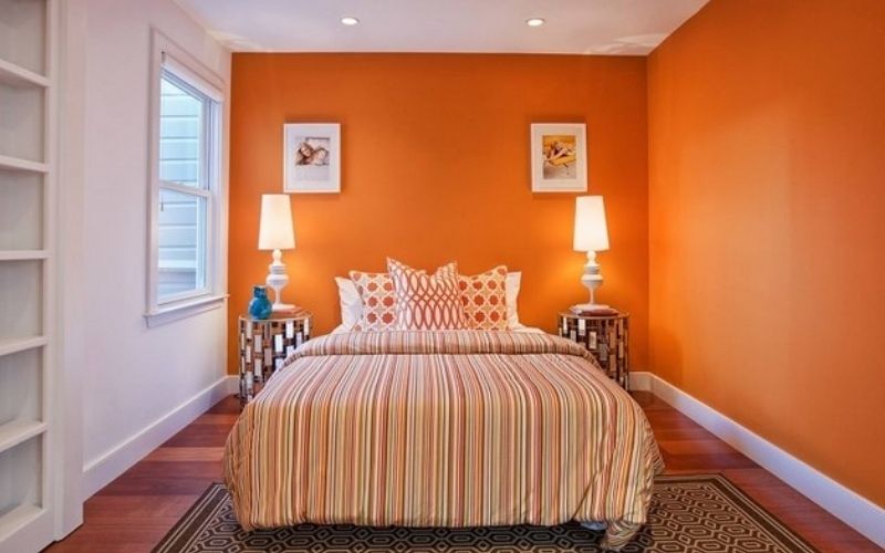 Màu vàng cam cho phòng ngủ