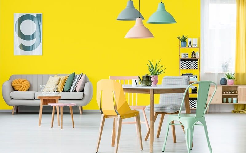 Kết hợp cùng các màu sơn khác để tạo điểm nhấn cho không gian