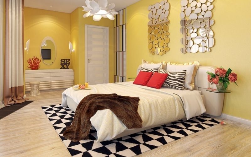 Gam màu vàng gần gũi cho phòng ngủ