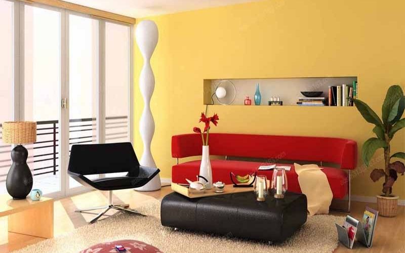 Phối hợp sơn vàng với các đồ nội thất tông màu khác